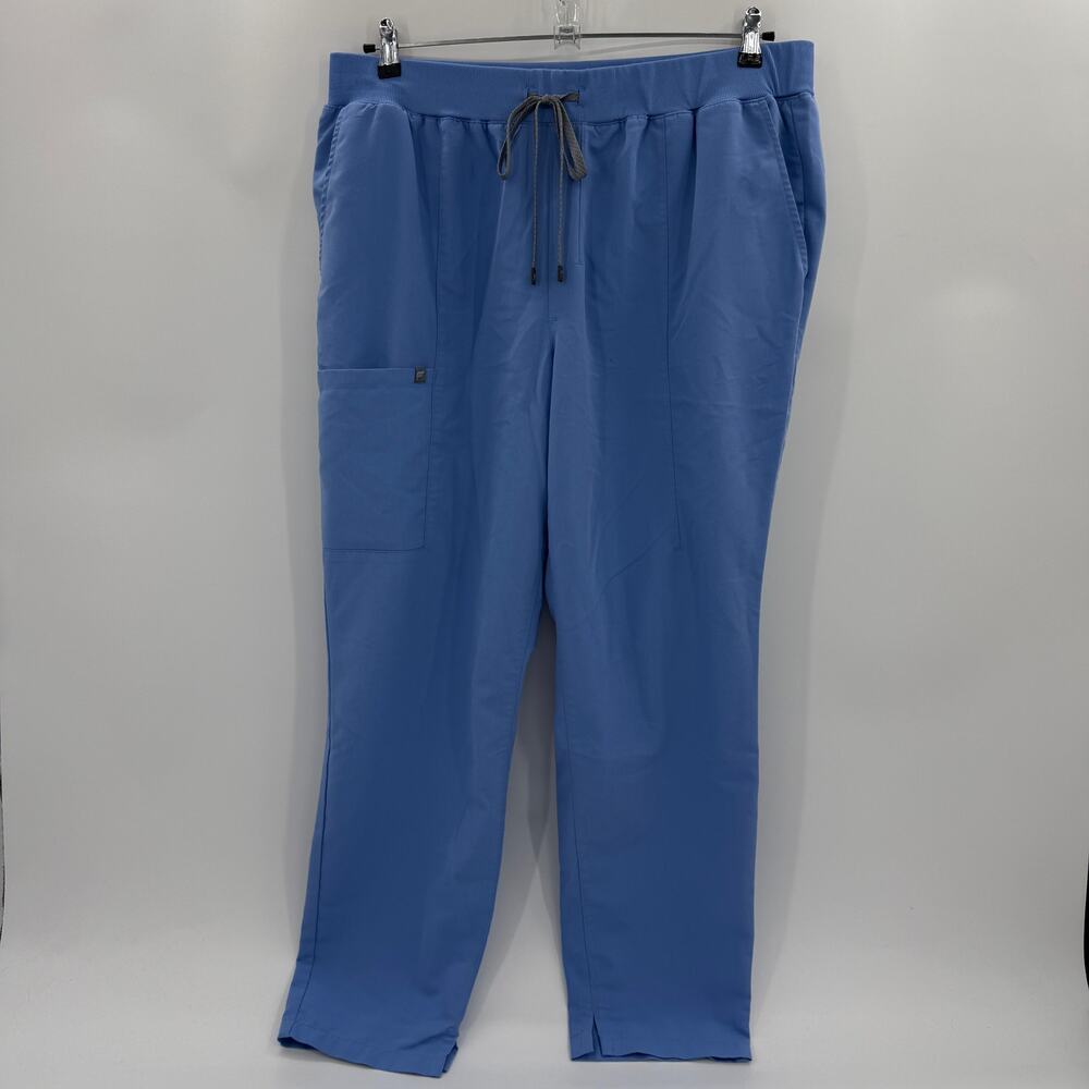 FABLETICS Scrub Pant Womens Size 2X Knit Waistband Straight Leg Light Blue Cargo